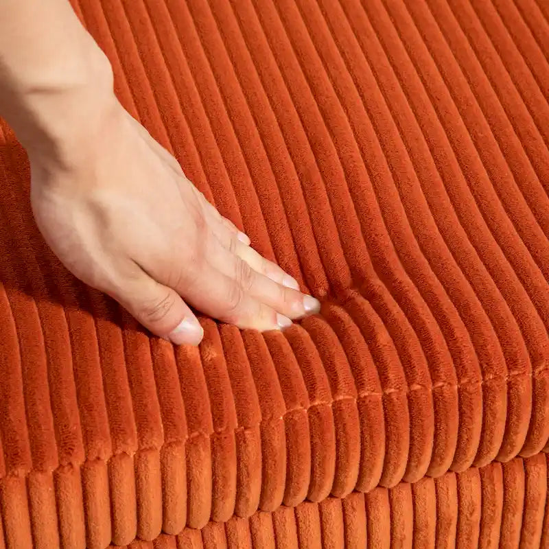 Banc de rangement ottoman en velours avec charnière de sécurité et pieds en métal