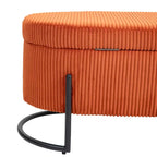 Banc de rangement ottoman en velours avec charnière de sécurité et pieds en métal