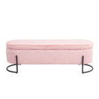 Banc de rangement ottoman en velours avec charnière de sécurité et pieds en métal