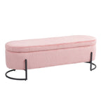 Banc de rangement ottoman en velours avec charnière de sécurité et pieds en métal