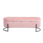 Banc de rangement ottoman en velours avec charnière de sécurité et pieds en métal