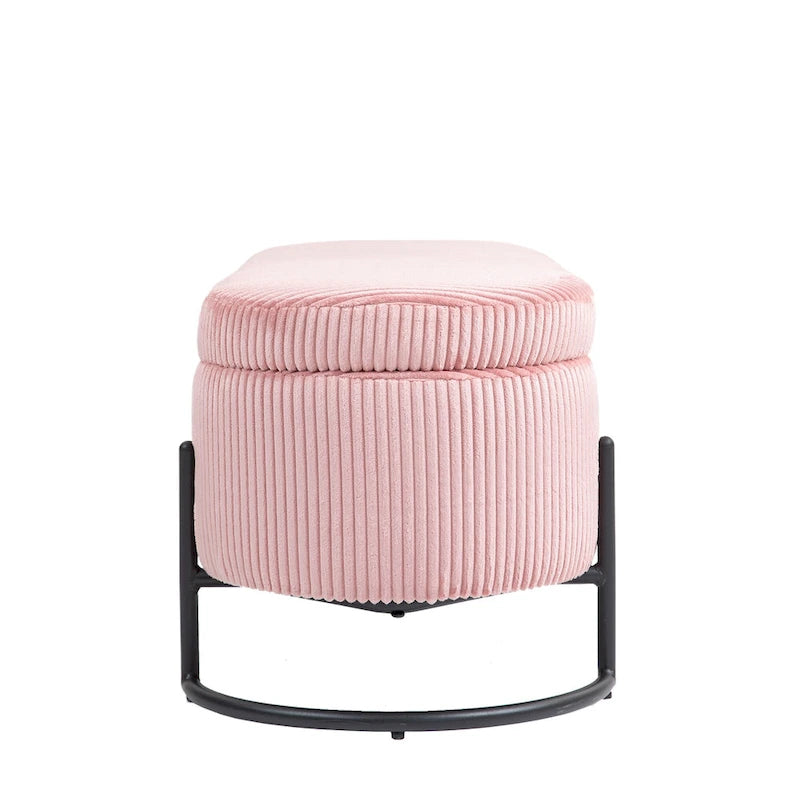 Banc de rangement ottoman en velours avec charnière de sécurité et pieds en métal