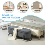 Banc de rangement ottoman en velours avec charnière de sécurité et pieds en métal