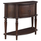 Console demi-lune avec portes d'armoire et étagère inférieure — Bois brun