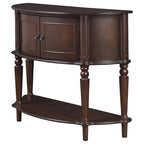 Console demi-lune avec portes d'armoire et étagère inférieure — Bois brun