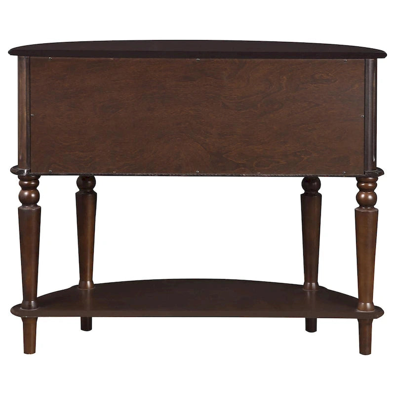 Console demi-lune avec portes d'armoire et étagère inférieure — Bois brun