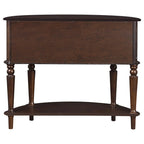 Console demi-lune avec portes d'armoire et étagère inférieure — Bois brun