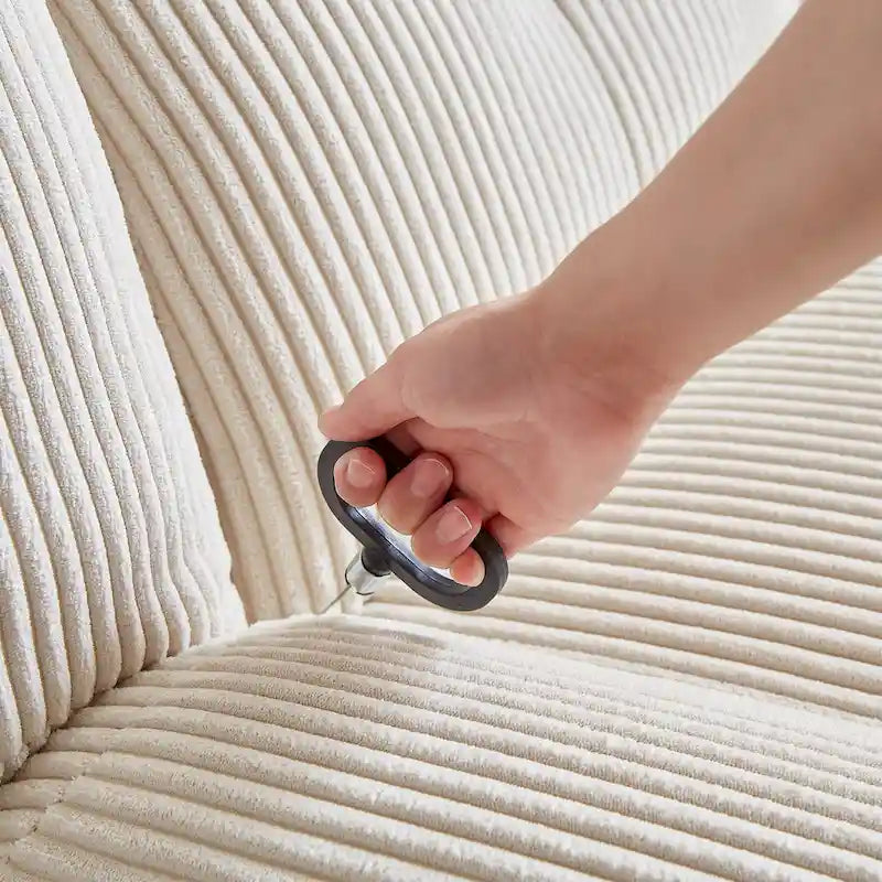 Fauteuil inclinable pivotant et basculant en velours côtelé avec repose-pieds