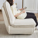 Fauteuil inclinable pivotant et basculant en velours côtelé avec repose-pieds