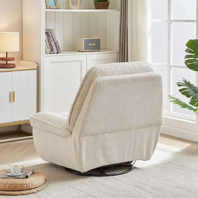 Fauteuil inclinable pivotant et basculant en velours côtelé avec repose-pieds