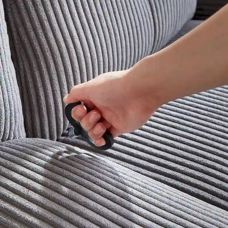 Fauteuil inclinable pivotant et basculant en velours côtelé avec repose-pieds