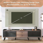 Meuble TV Mid-Century Modern 160 cm avec armoires coulissantes et tiroirs — Brun foncé et noir