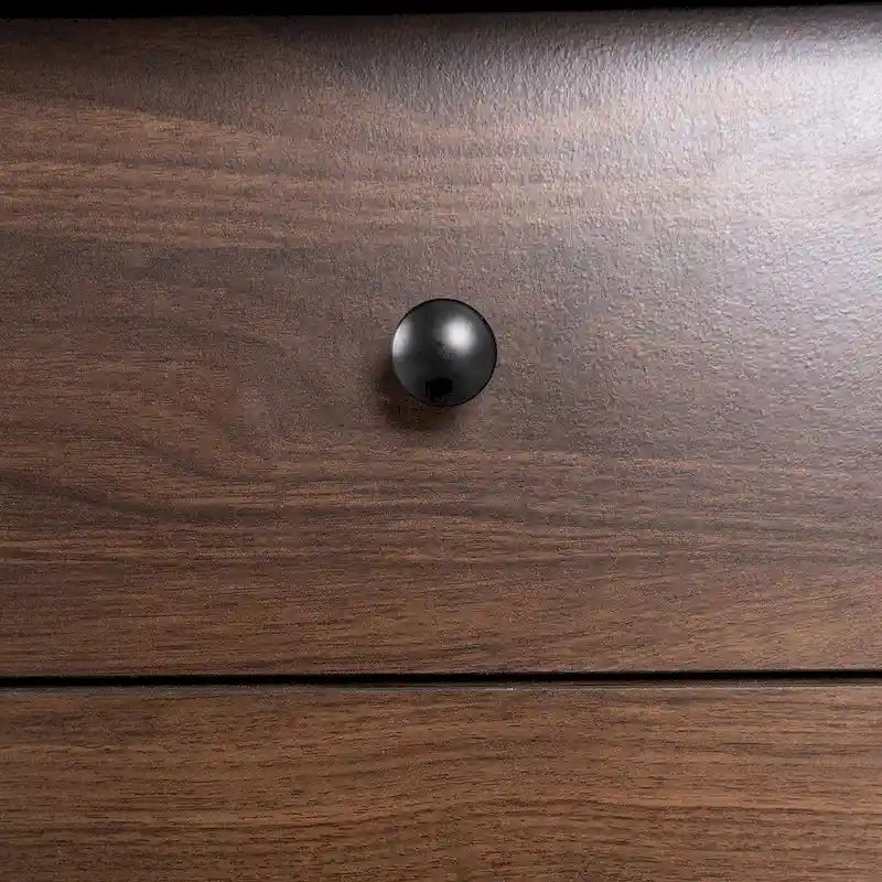 Meuble TV Mid-Century Modern 160 cm avec armoires coulissantes et tiroirs — Brun foncé et noir