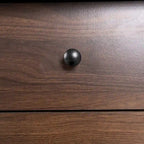 Meuble TV Mid-Century Modern 160 cm avec armoires coulissantes et tiroirs — Brun foncé et noir