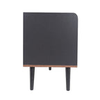 Meuble TV Mid-Century Modern 160 cm avec armoires coulissantes et tiroirs — Brun foncé et noir