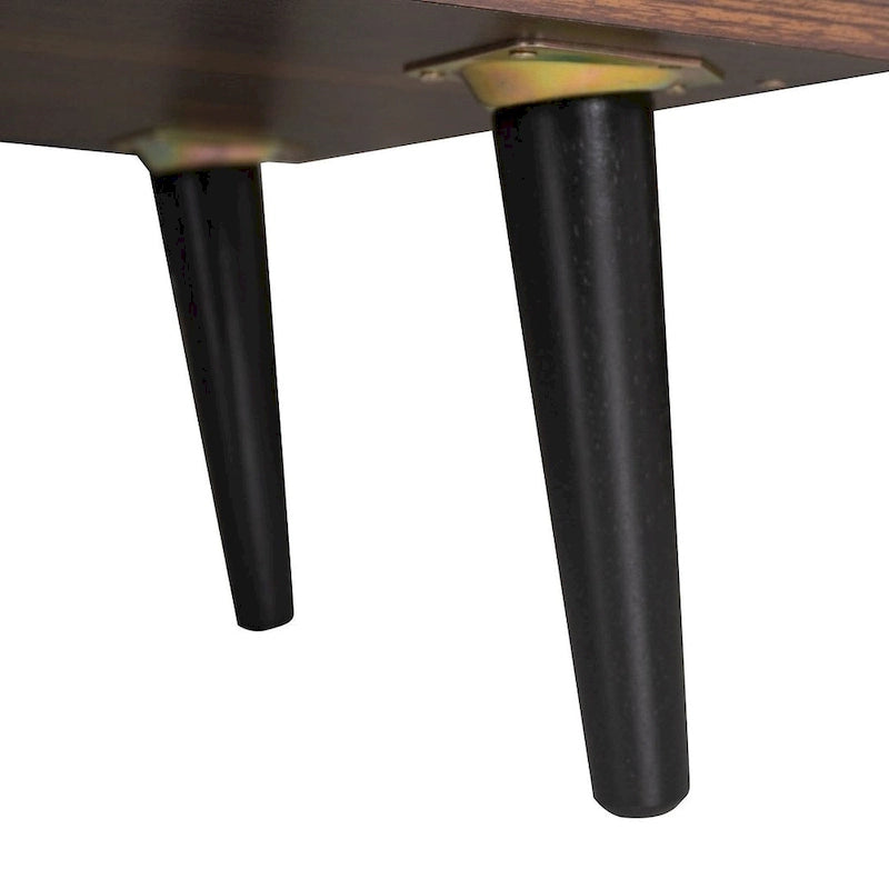 Meuble TV Mid-Century Modern 160 cm avec armoires coulissantes et tiroirs — Brun foncé et noir