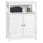 Costway Bathroom Storage Wood Floor Cabinet with Double Shutter Door