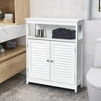 Meuble bas de rangement de salle de bain avec double porte persienne