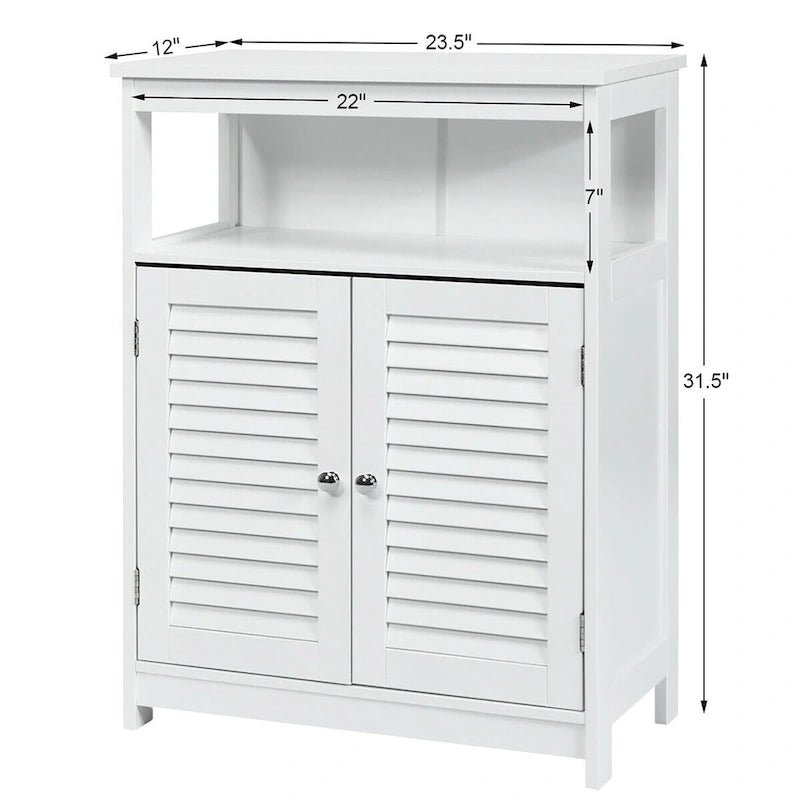 Meuble bas de rangement de salle de bain avec double porte persienne