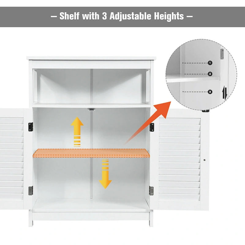 Meuble bas de rangement de salle de bain avec double porte persienne