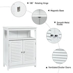 Meuble bas de rangement de salle de bain avec double porte persienne