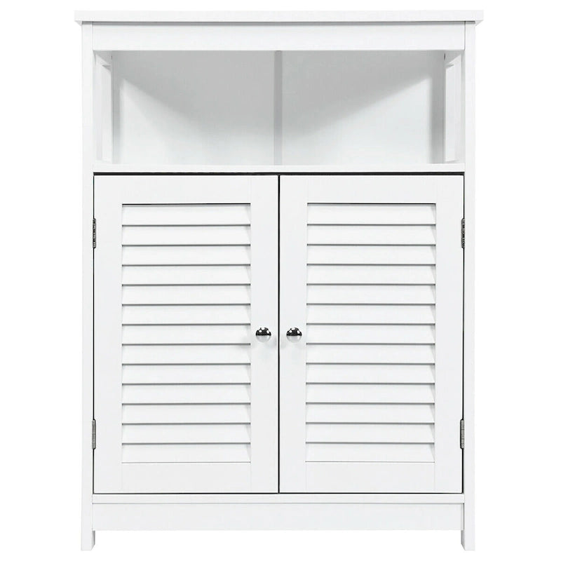 Meuble bas de rangement de salle de bain avec double porte persienne