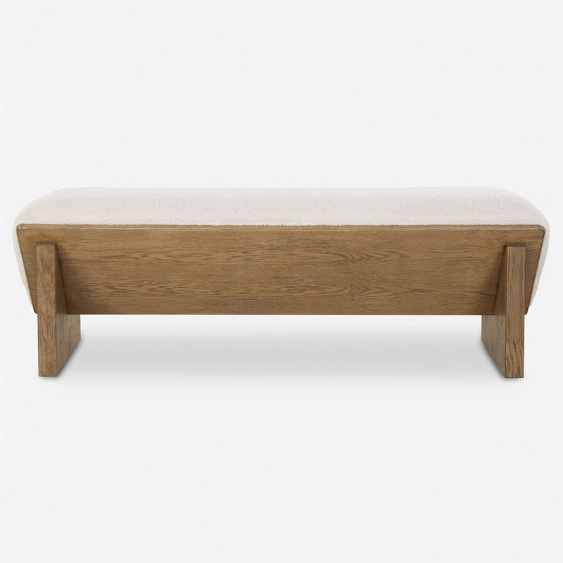 Banc en bois compensé de 59 pouces avec assise en fausse peau de mouton – Conception en cascade