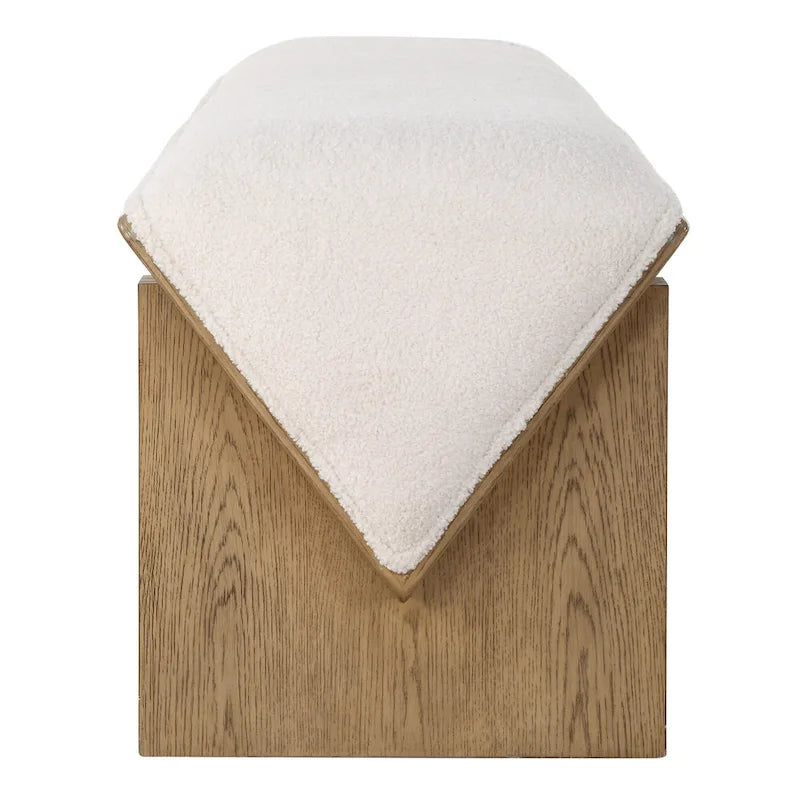 Banc en bois compensé de 59 pouces avec assise en fausse peau de mouton – Conception en cascade