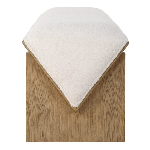 Banc en bois compensé de 59 pouces avec assise en fausse peau de mouton – Conception en cascade
