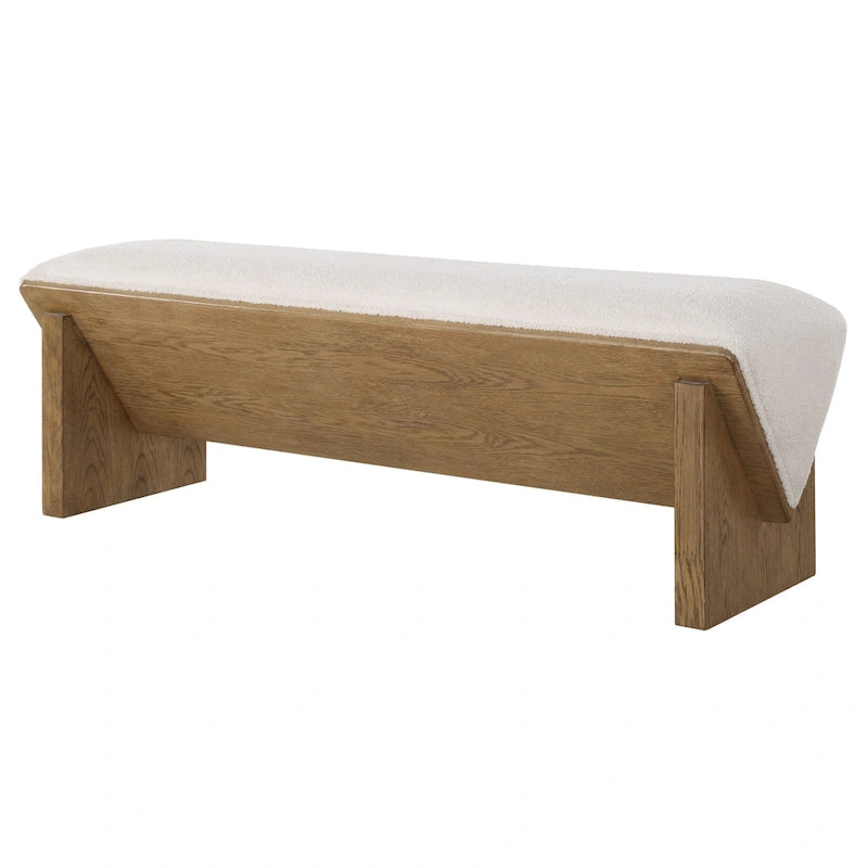 Banc en bois compensé de 59 pouces avec assise en fausse peau de mouton – Conception en cascade