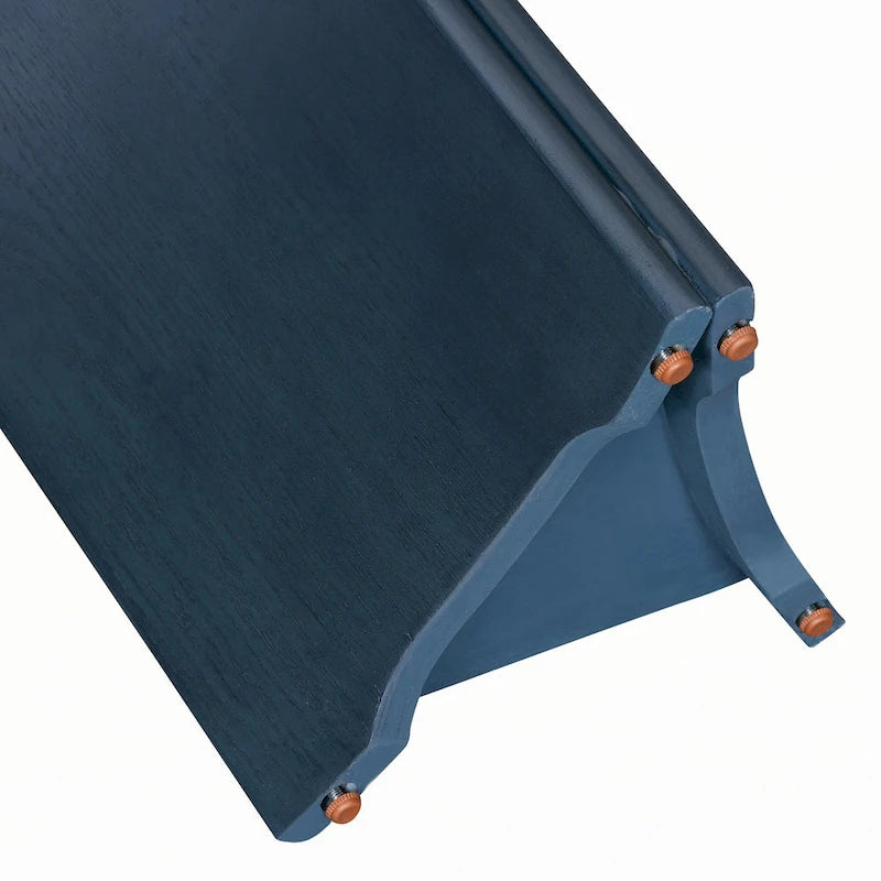Console étroite imitation marbre avec pieds en bois — Bleu marine et blanc