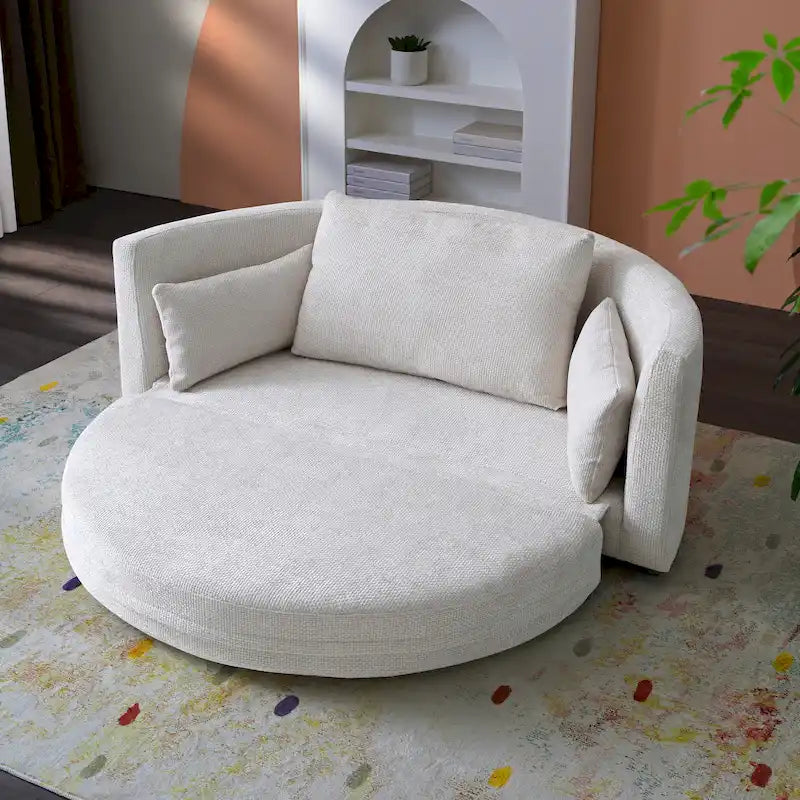 Canapé-lit pliable en lin avec 3 oreillers – Chaise longue de sol pour salon