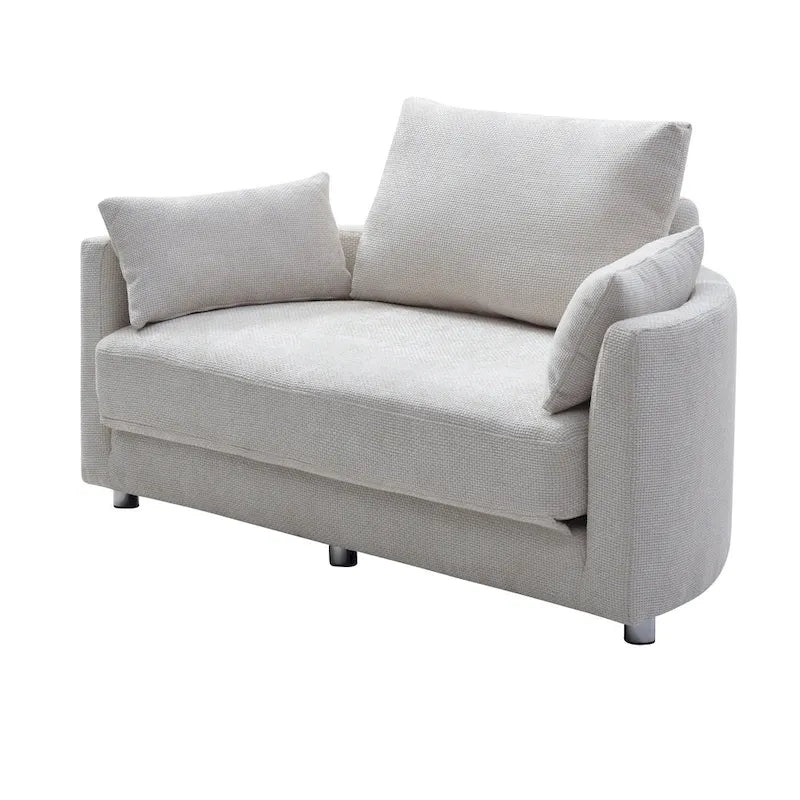 Canapé-lit pliable en lin avec 3 oreillers – Chaise longue de sol pour salon