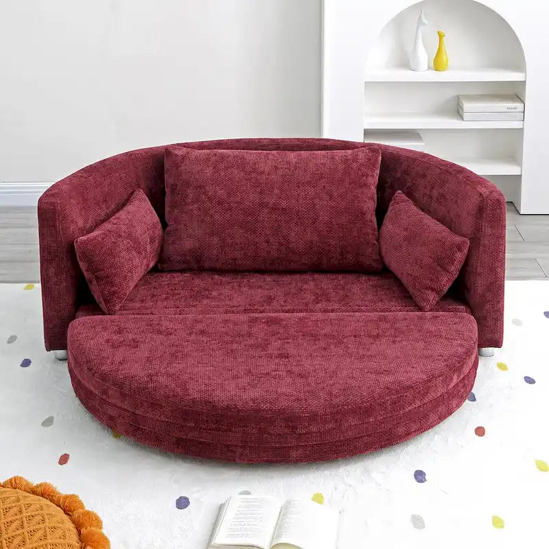Canapé-lit pliable en lin avec 3 oreillers – Chaise longue de sol pour salon