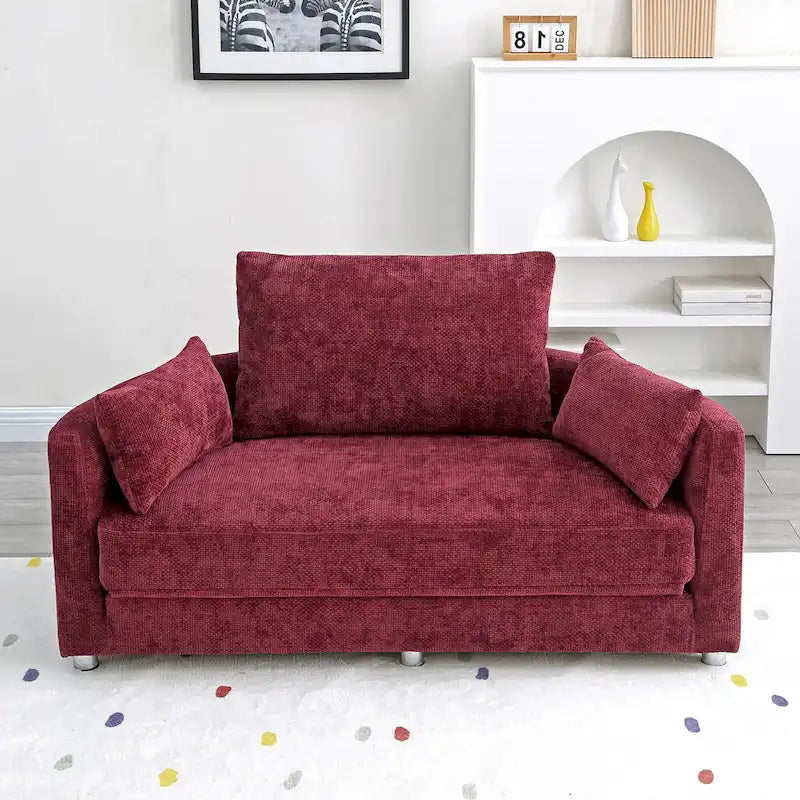 Canapé-lit pliable en lin avec 3 oreillers – Chaise longue de sol pour salon