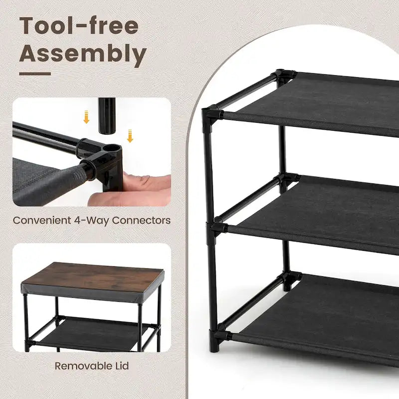 Table de chevet en tissu à 2 tiroirs avec cadre en métal, assemblage sans outils