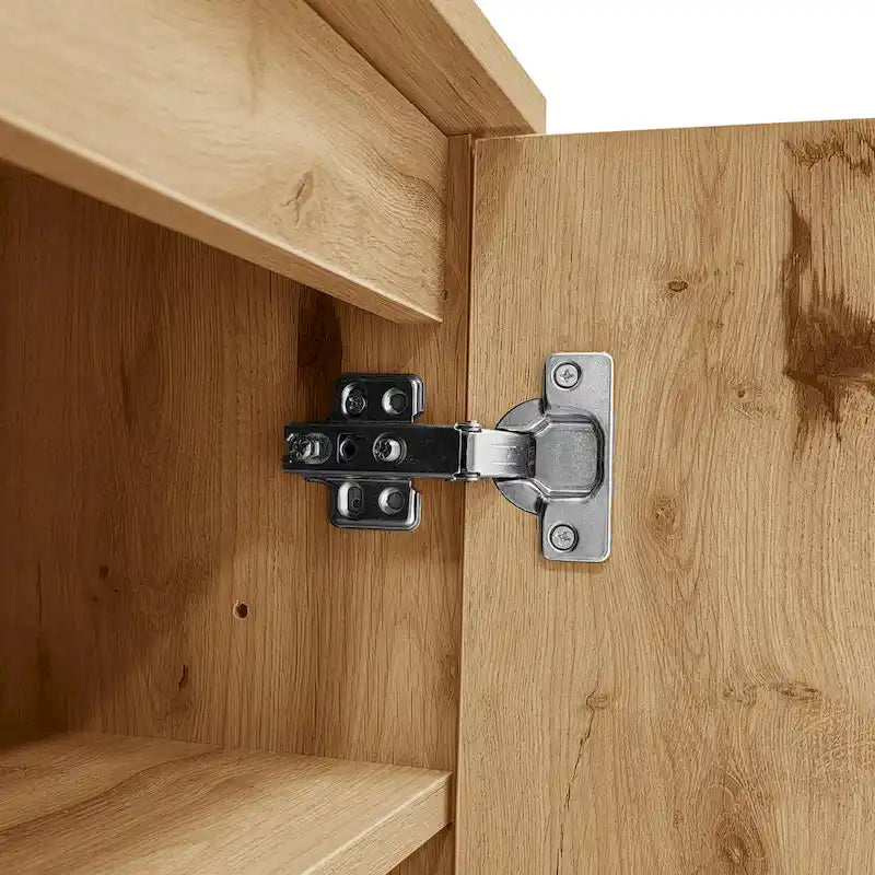 Meuble TV moderne de 70,86 po avec placards à double porte, tiroir et étagère en verre