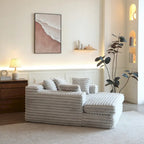 Canapé d'angle en velours côtelé convertible avec 2 coussins décoratifs