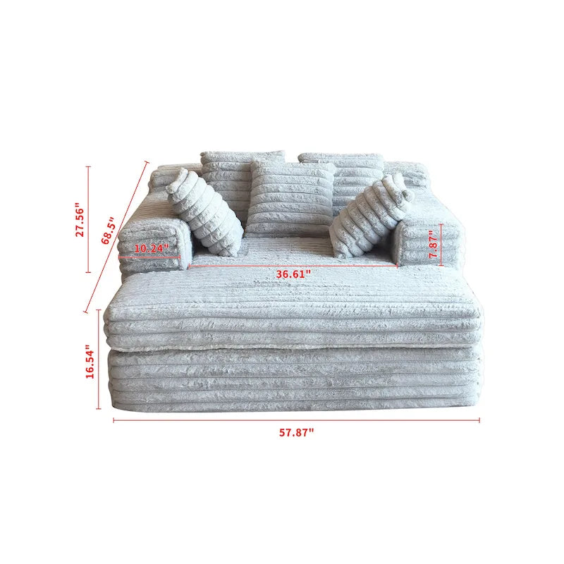 Canapé d'angle en velours côtelé convertible avec 2 coussins décoratifs