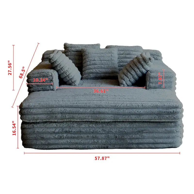 Canapé d'angle en velours côtelé convertible avec 2 coussins décoratifs