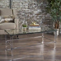 48 Modern Rectangle Glass Coffee Table with Sturdy Frame for Living Room