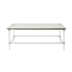 Table basse rectangulaire moderne de 48" en verre trempé avec cadre en acrylique