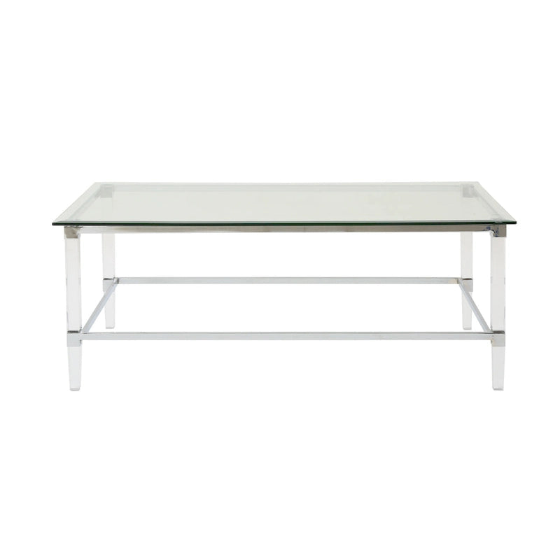 Table basse rectangulaire moderne de 48" en verre trempé avec cadre en acrylique