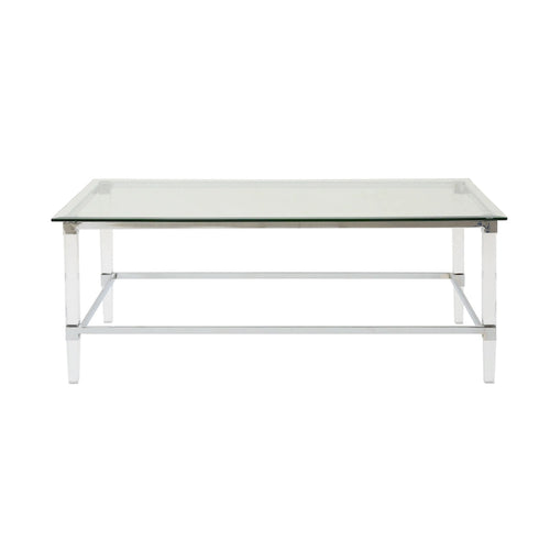 Table basse rectangulaire moderne de 48" en verre trempé avec cadre en acrylique