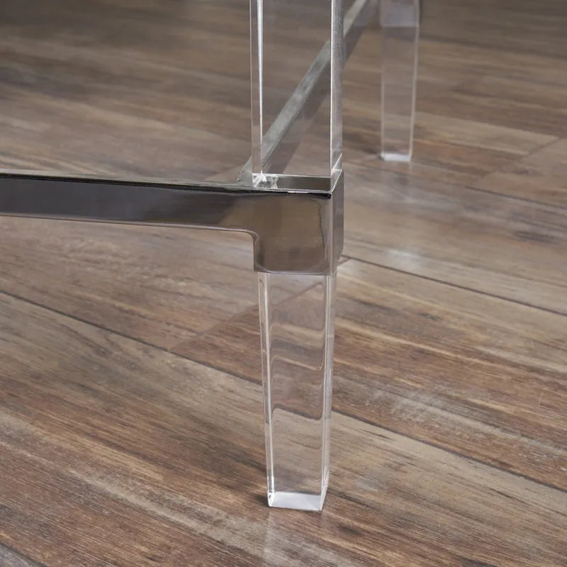 Table basse rectangulaire moderne de 48" en verre trempé avec cadre en acrylique