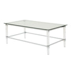 Table basse rectangulaire moderne de 48" en verre trempé avec cadre en acrylique