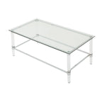 Table basse rectangulaire moderne de 48" en verre trempé avec cadre en acrylique