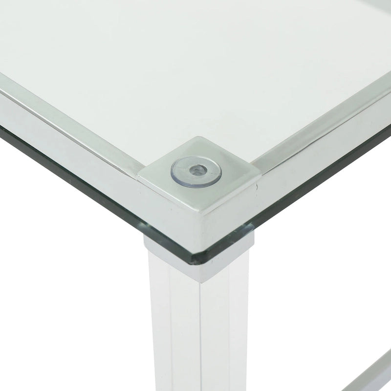 Table basse rectangulaire moderne de 48" en verre trempé avec cadre en acrylique