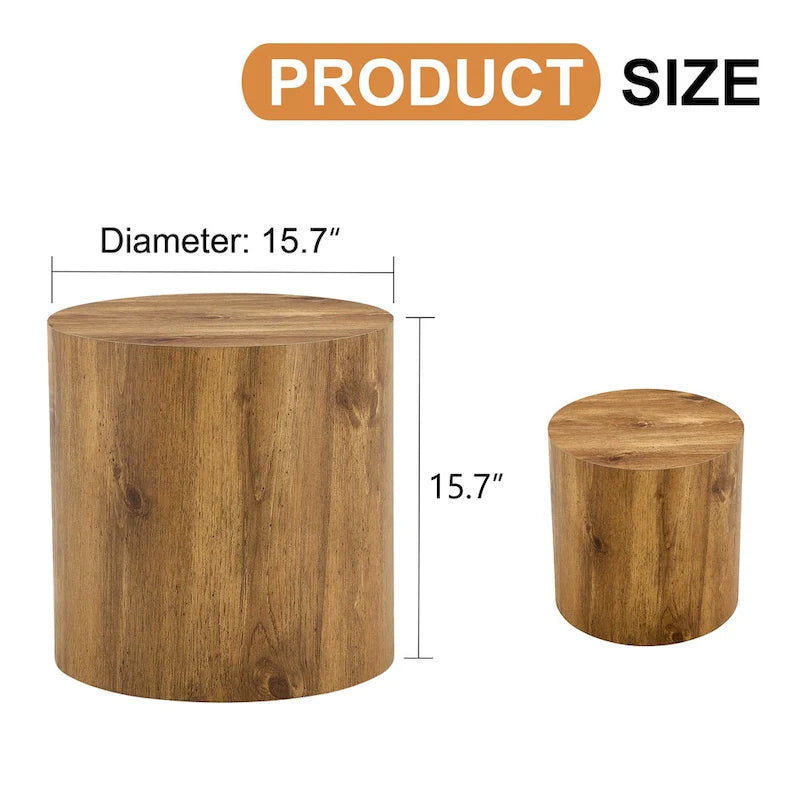 Table basse ronde moderne de 15,7 po avec plateau à motifs et base cylindrique
