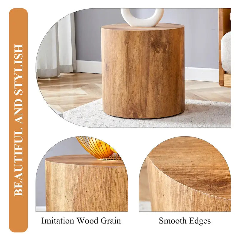 Table basse ronde moderne de 15,7 po avec plateau à motifs et base cylindrique